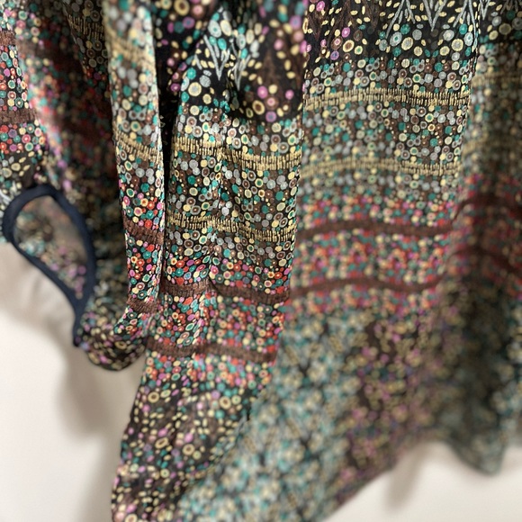 Anthropologie Maeve Poppy Print Pull Over 3/4 Length Sleeves V-neck Blouse Sz XS - Picture 5 of 12
